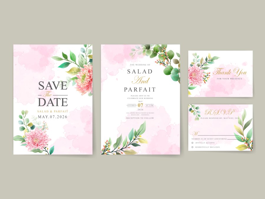 Colorful Floral Wedding Invitation Design