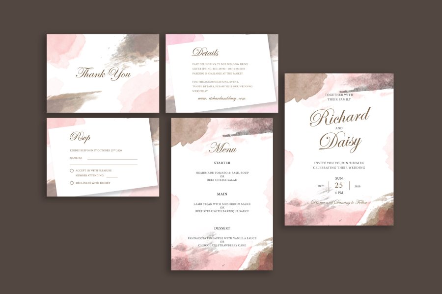 Elegant Wedding Invitation Template Pack