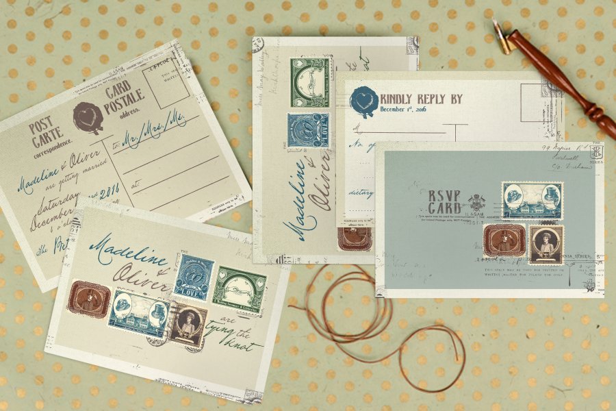 Classic Postal Wedding Invitation Set