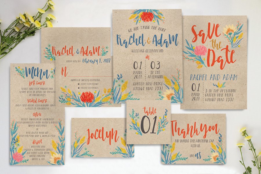 Rustic Summer Wedding Invitation Set