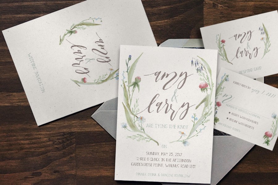 Elegant Watercolor Wedding Invites