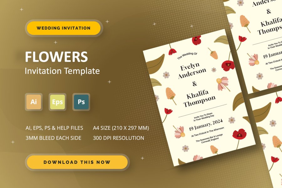 Editable Wedding Invitation Template