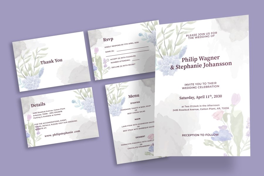 Elegant Shining Wedding Invitation Suite