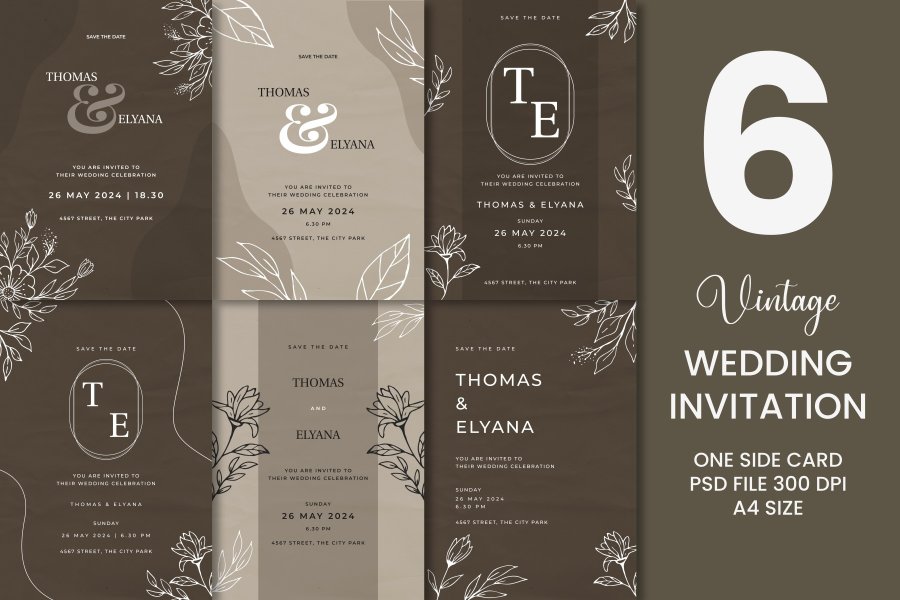 Elegant Vintage Wedding Invitation Set