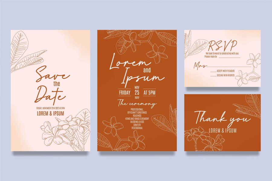 Floral Hand-Drawn Wedding Invitation Template
