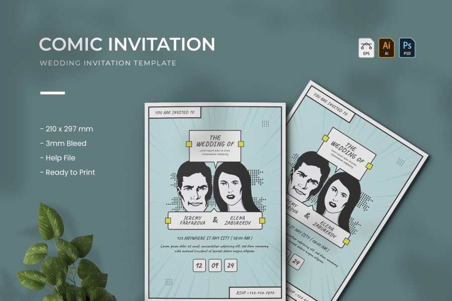 Comic-Themed Wedding Invitation
