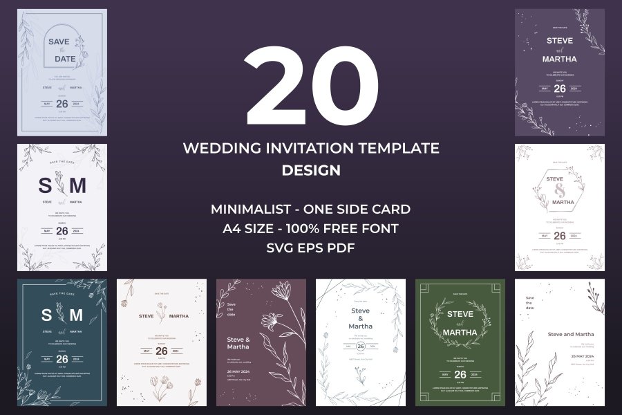 Elegant Minimalist Wedding Invitation Set