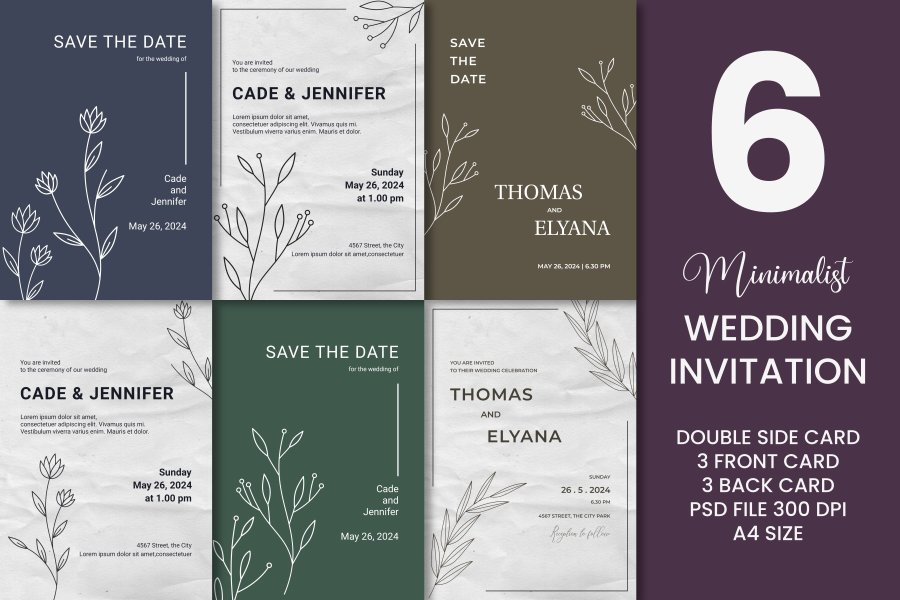 Elegant Minimalist Wedding Invitations