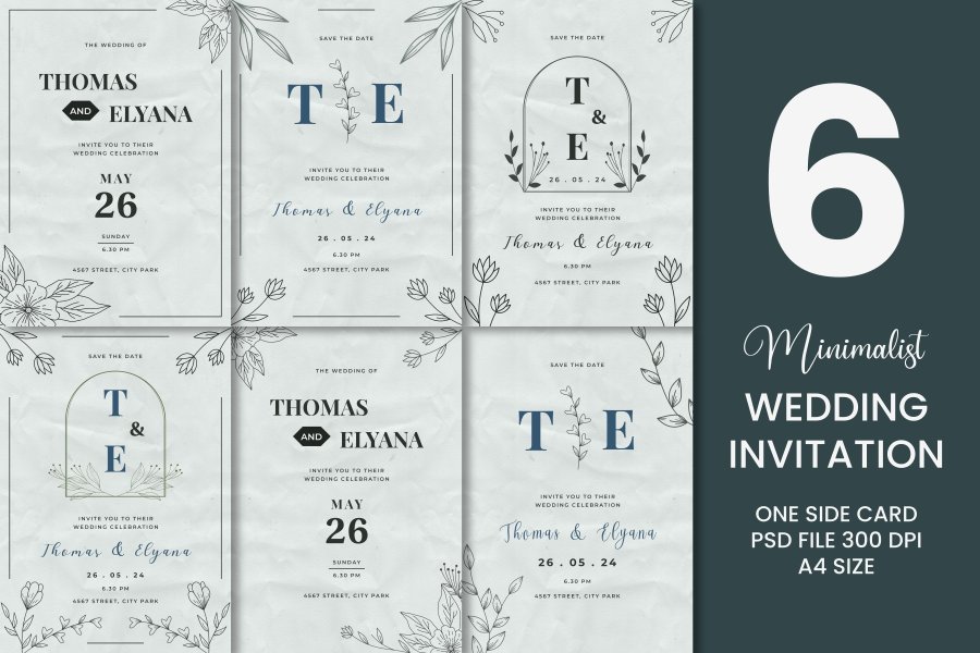 Simple Minimalist Wedding Card Templates