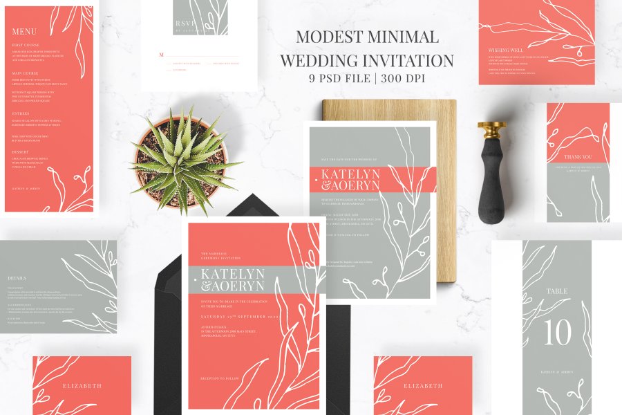 Elegant Minimalist Wedding Invitation Set