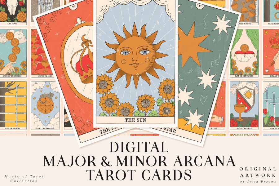 Tarot Cards Major & Minor Arcana Digital Clipart Set