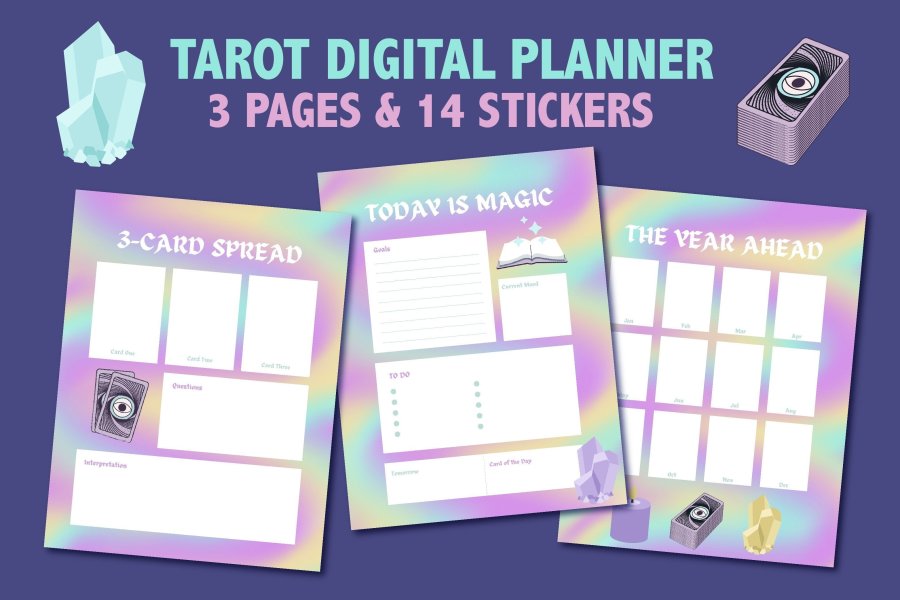 Tarot Planner Pages & Sticker Sheets Bundle