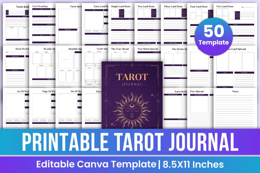Printable Tarot Journal Canva Template