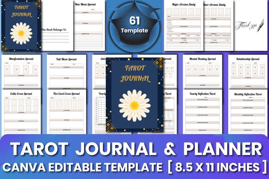 Tarot Journal Canva Templates for KDP Interiors