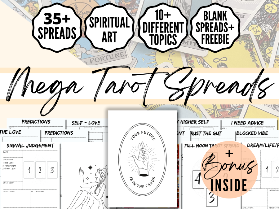 Tarot Journal Printable with 40 Pages of Spreads & Stickers