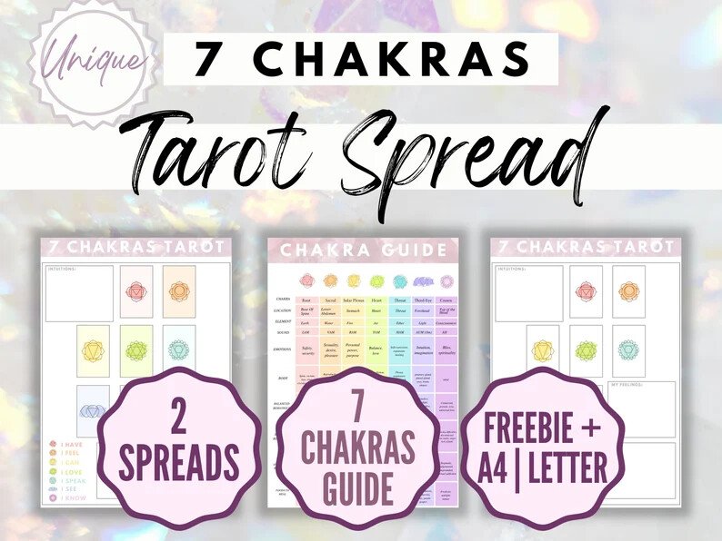 7 Chakras Tarot Journal Printable Spreads & Chakra Guide
