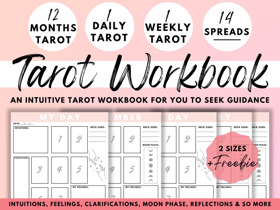 Tarot Workbook & Journal Printables with Spreads and Stickers