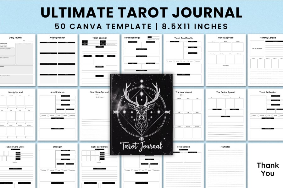 Ultimate Tarot Journal & Planner Template for Canva