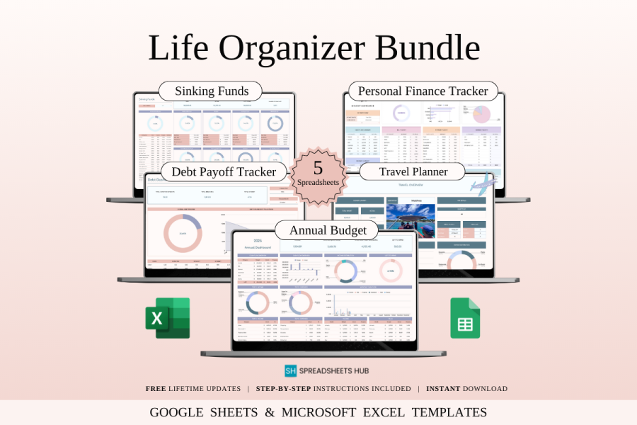 All-in-One Life Organizer Spreadsheet Bundle
