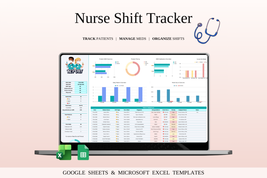 Nursing Shift & Patient Tracker Spreadsheet