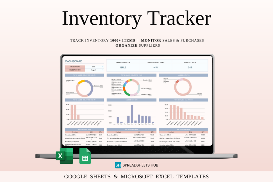 Inventory Tracker Spreadsheet for Stock, Sales & Profit