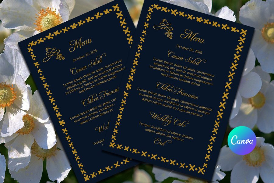 Editable Floral Wedding Menu Card