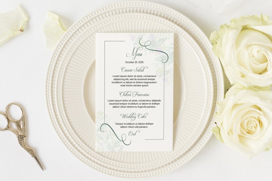 Editable Floral Wedding Menu Card