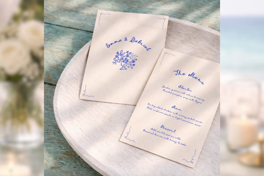Editable Hand-Drawn Floral Wedding Menu