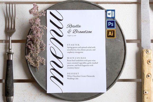 Customizable Wedding Menu Template
