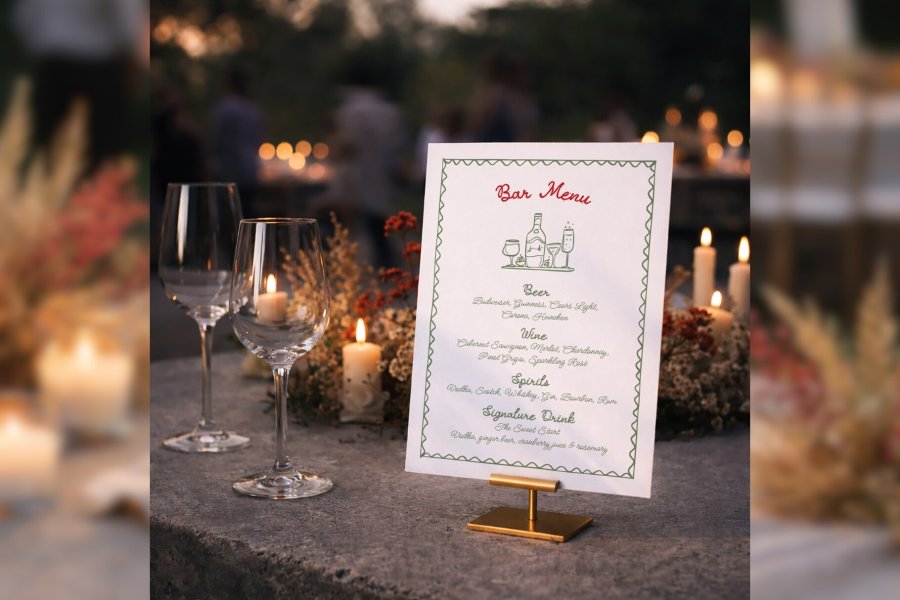 Hand-Drawn Wedding Drink Menu Template