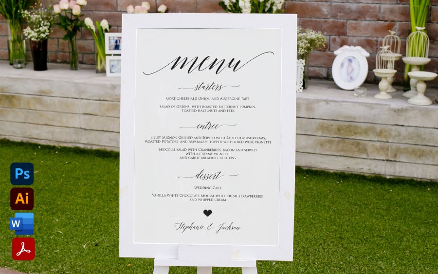 Editable Wedding Menu Poster Templates