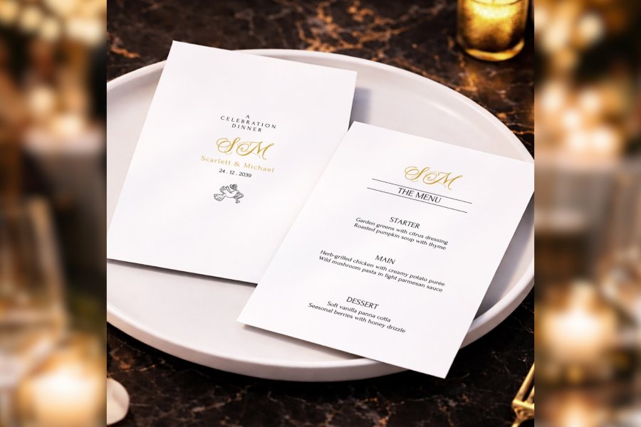 Elegant Minimalist Wedding Menu Template