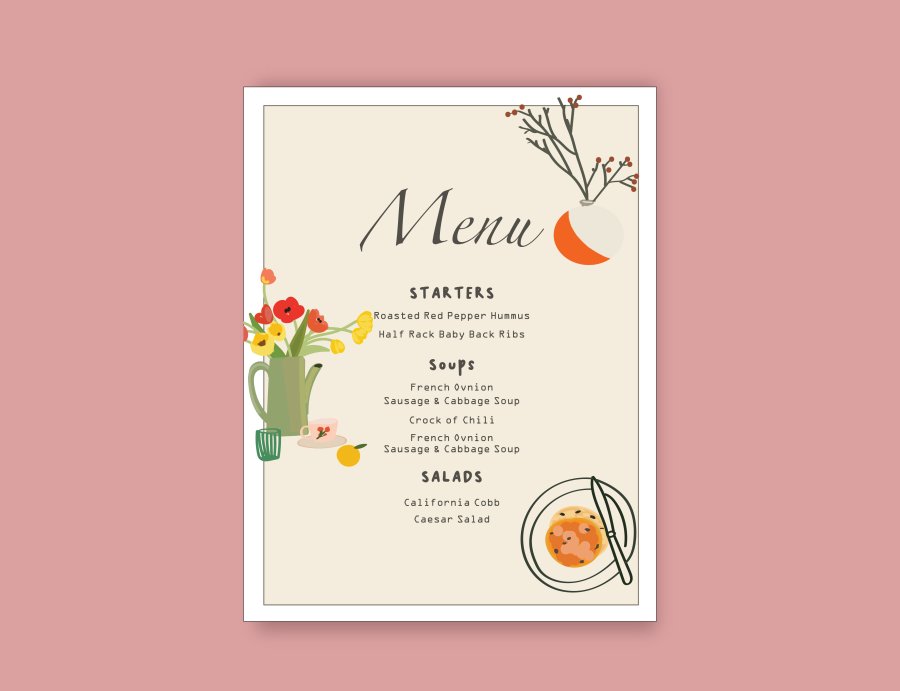 Editable Hand Drawn Food Menu