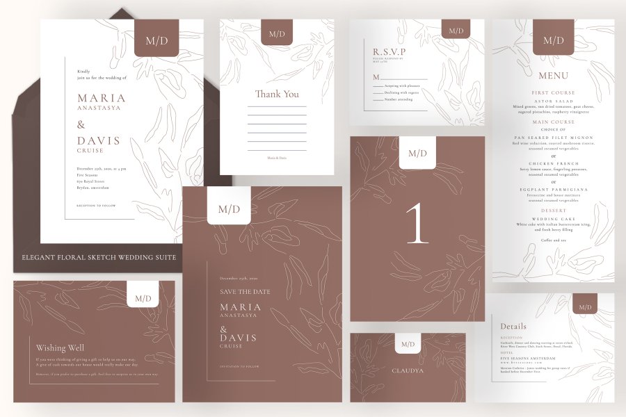 Elegant Floral Wedding Stationery Set