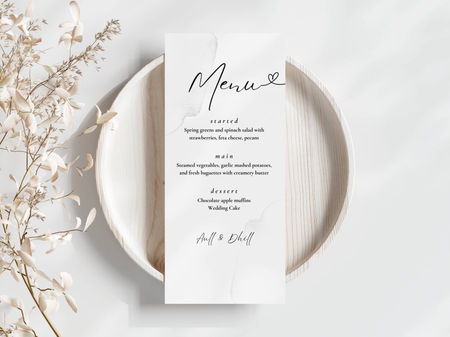 Customizable Wedding Menu Cards