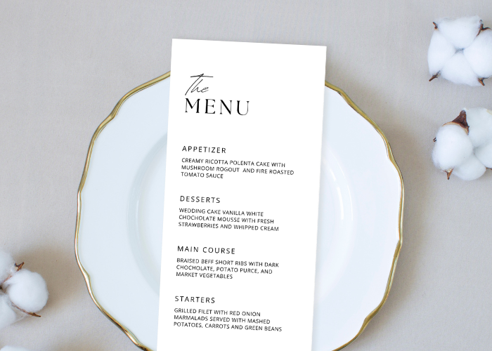 Editable Elegant Wedding Menu Template