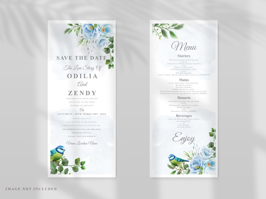 Floral Wedding Party Menu Card