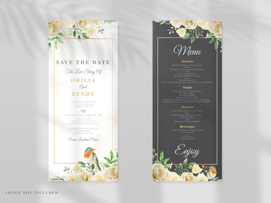 Elegant Floral Wedding Menu Card