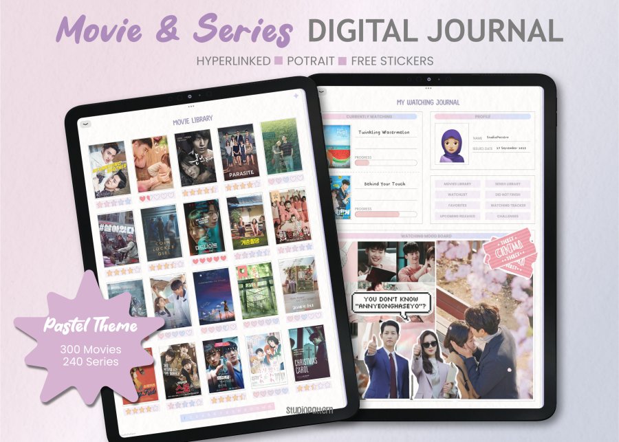 Hyperlinked Pastel Movie & Series Digital Journal