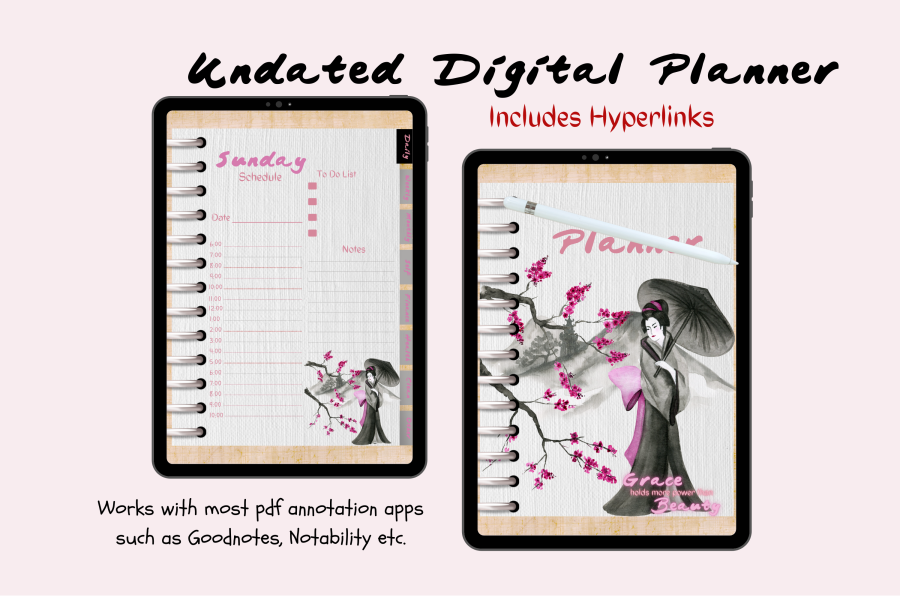 Undated Hyperlinked Digital Planner PDF