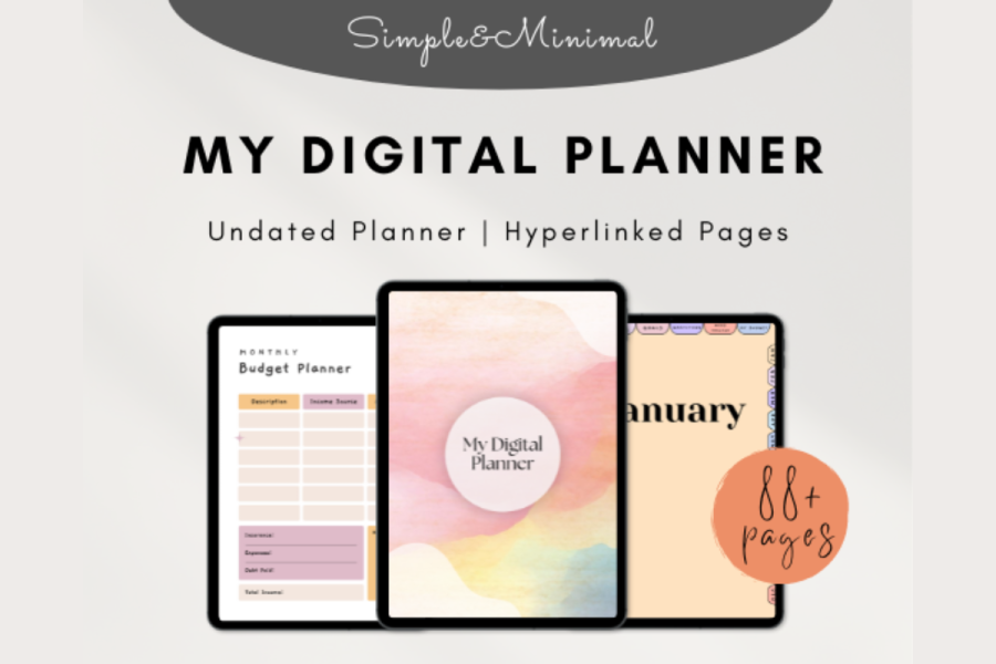 Cute Pink Undated Weekly Digital Planner