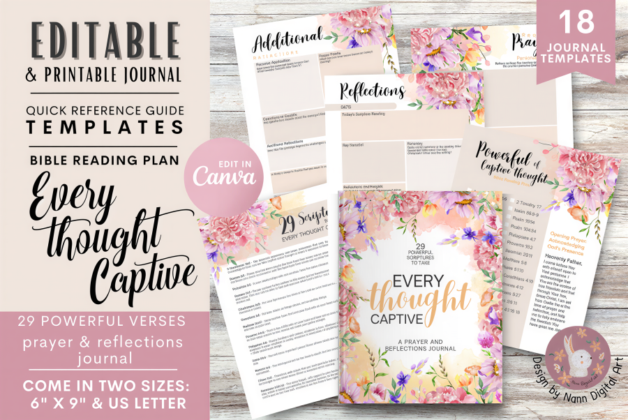 Reflection Prayer Journal and Bible Study Templates