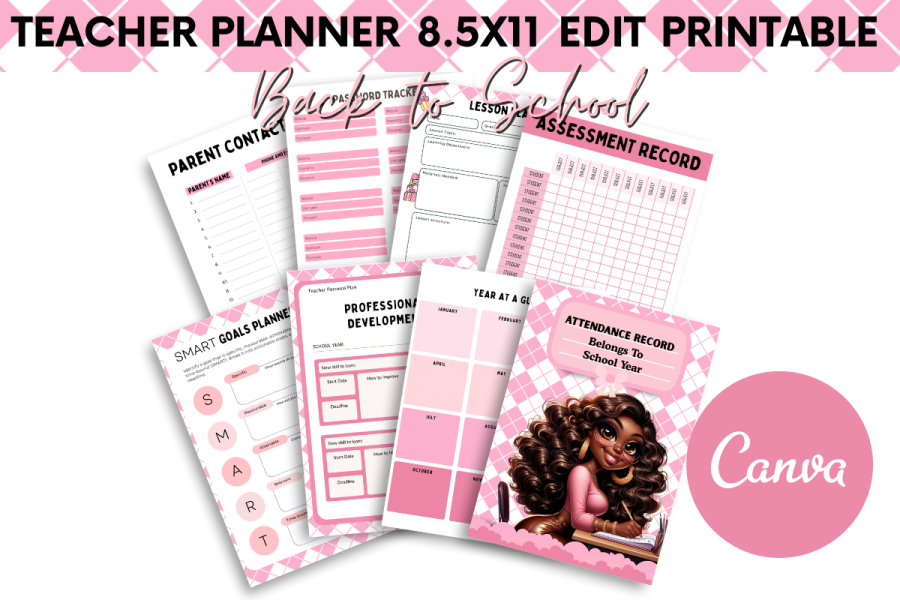 Editable Pink Teacher Planner