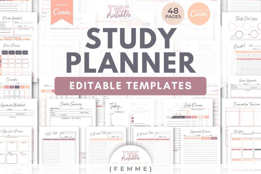 FEMME Study Planner Canva Templates