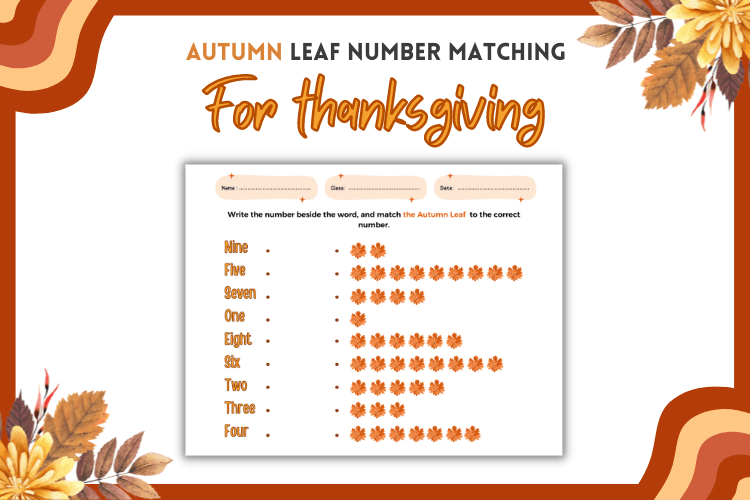 Thanksgiving Number Matching Worksheet