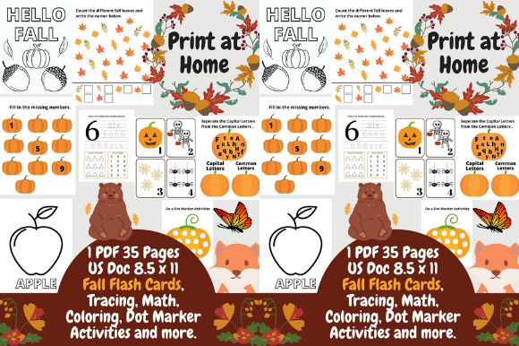 Fall Morning Work Math and Literacy Worksheets