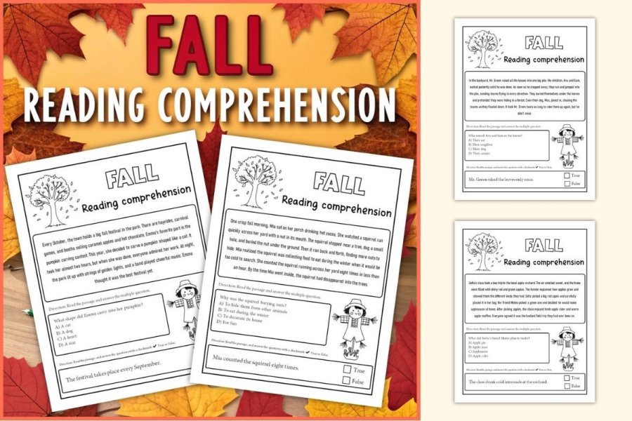 Fall Reading Comprehension Worksheets