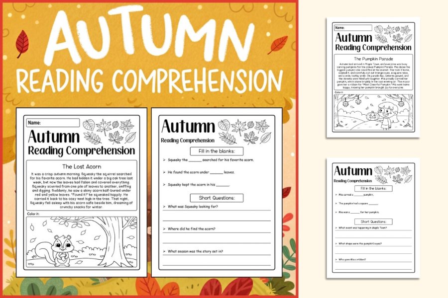 Autumn Reading Comprehension Worksheets