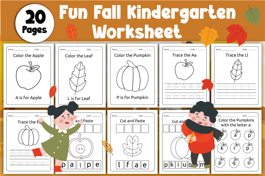 Fall Kindergarten Learning Worksheets