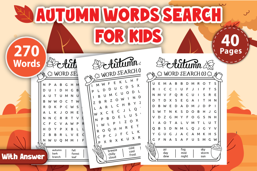 Autumn Word Search Activity Pack